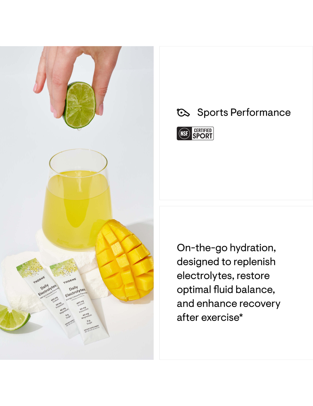 Thorne Daily Electrolytes - Mango Limeade 30 Stick Packs