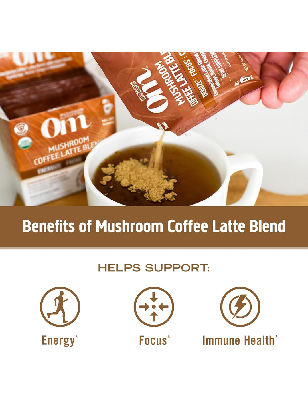 OM Superfood Mushroom Blend, Coffee Latte 30 Servings