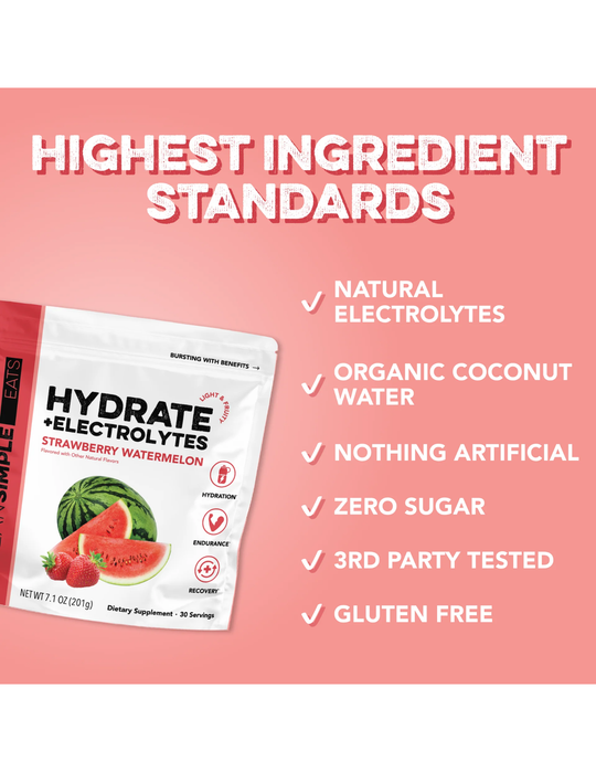 Clean Simple Eats Hydrate + Electrolytes - Strawberry Watermelon 30 Servings