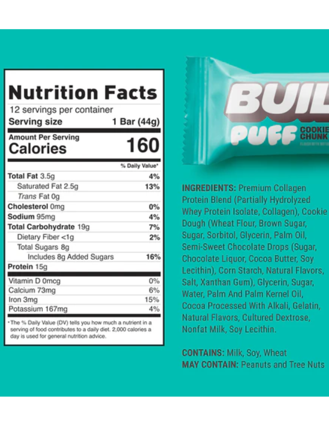 Built Puff Cookie Dough Protein Bar 12CT