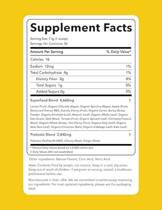 Clean Simple Eats Super Greens Powder - Lemon Lime 30 Servings