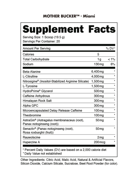Bucked Up Mother Bucker Pre‑Workout – Miami (Strawberry/Mango/Pineapple)