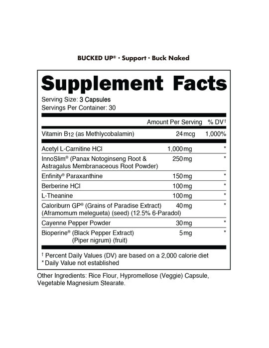 Bucked Up Buck Naked Weight Loss Management 90 Capsules