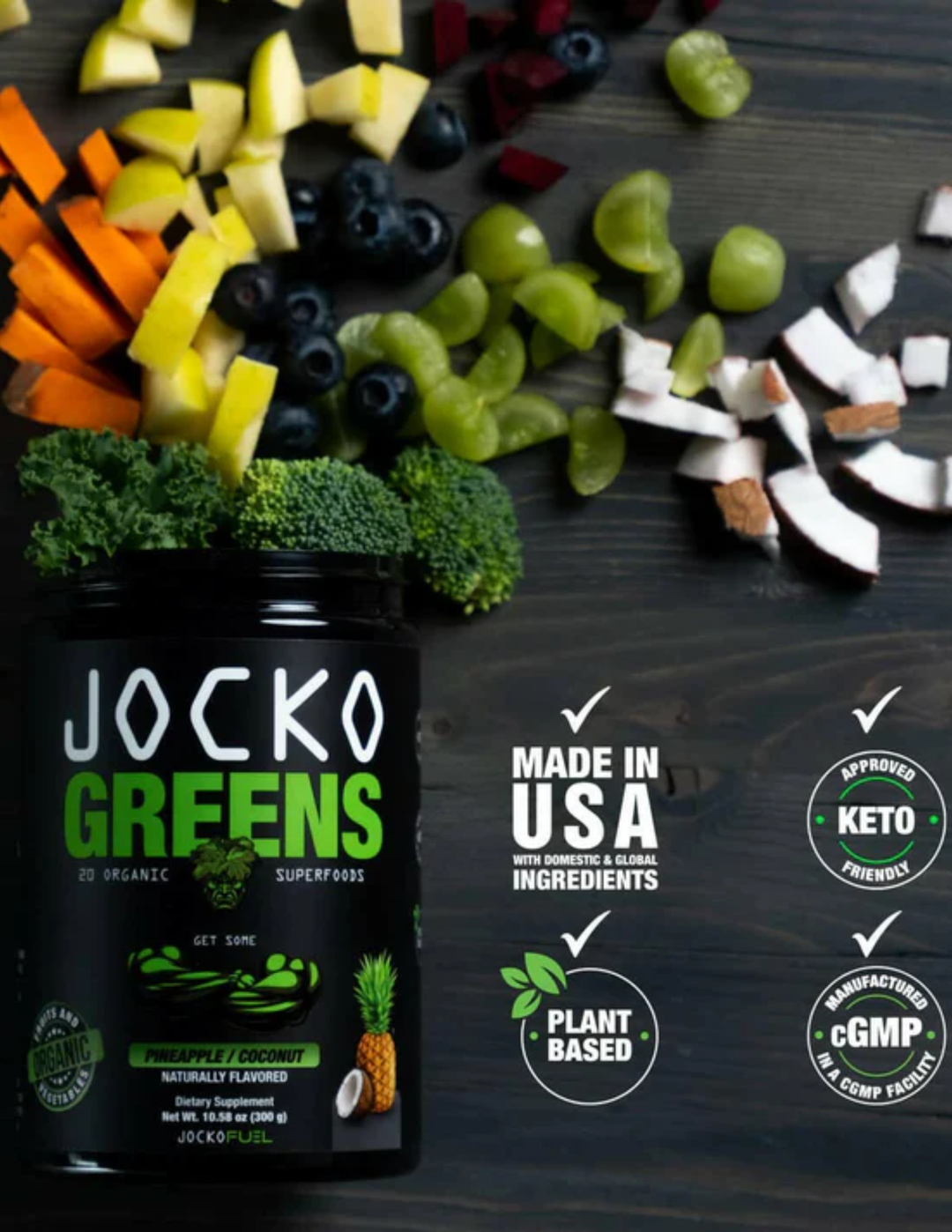Jocko Fuel Greens Powder Pineapple Coconut