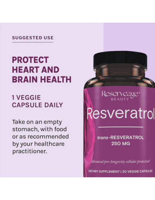 Reserveage Resveratrol 250mg 60 Veg Capsules