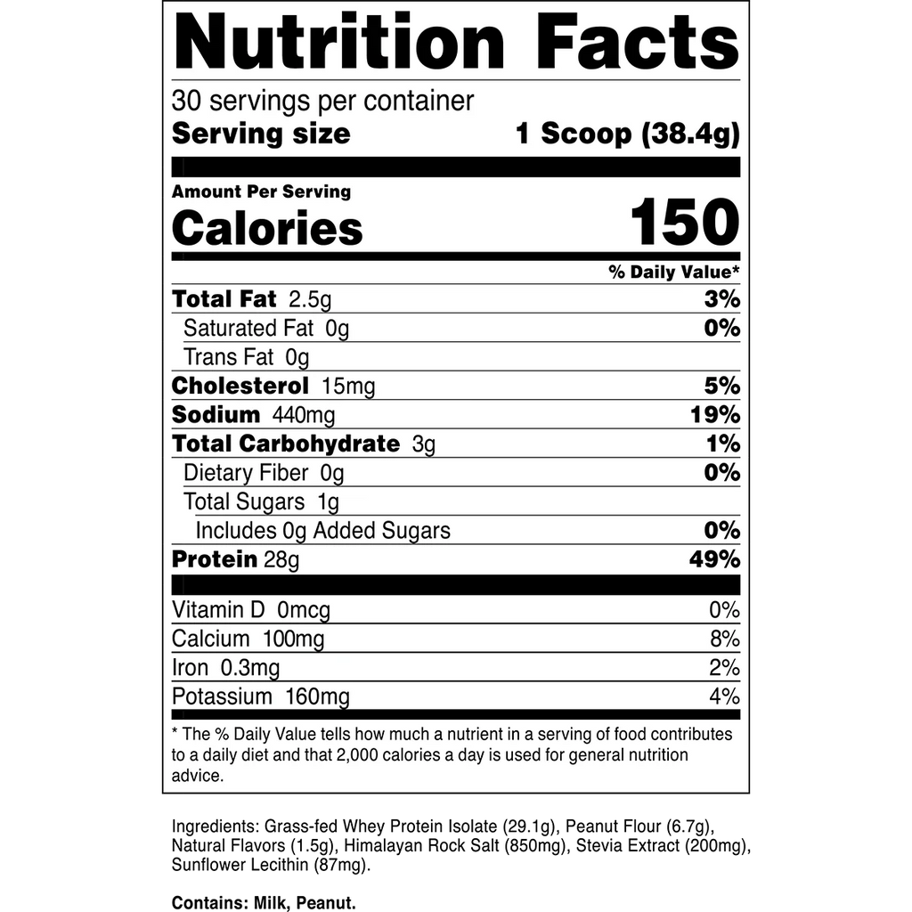 Grass - Fed Whey Protein Isolate - Vanilla Peanut Butter