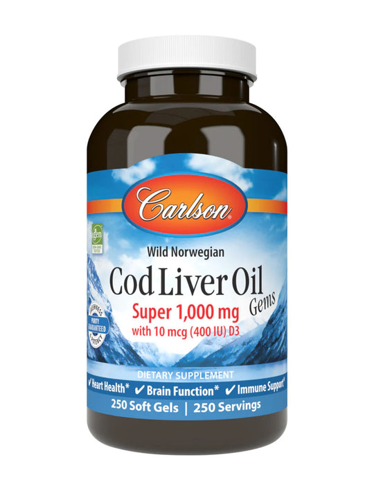 Carlson Laboratories Super Cod Liver Oil Gems 1000 mg 250ct