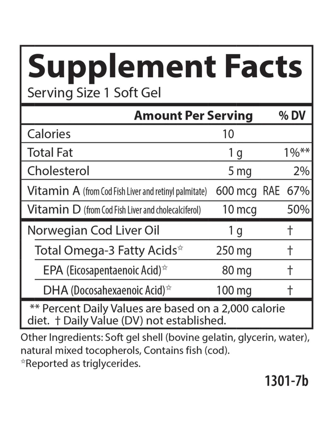 Carlson Laboratories Super Cod Liver Oil Gems 1000 mg 250ct