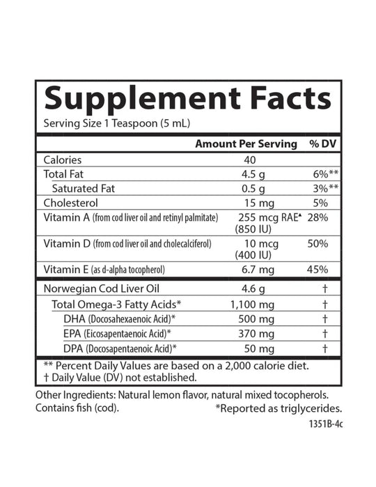 Carlson Laboratories Norwegian Cod Liver Oil Natural 500ml