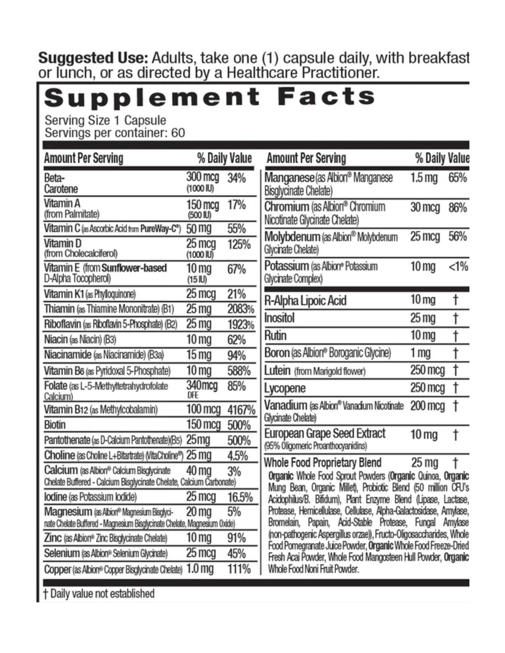 Emerald Labs Complete 1-Daily Multi 60ct  (2 Month Size)
