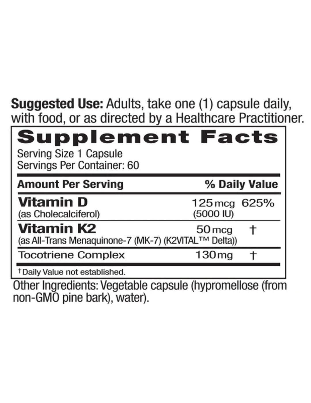 Emerald Labs Vitamin D3 5000 IU + K2 50 mg 60ct