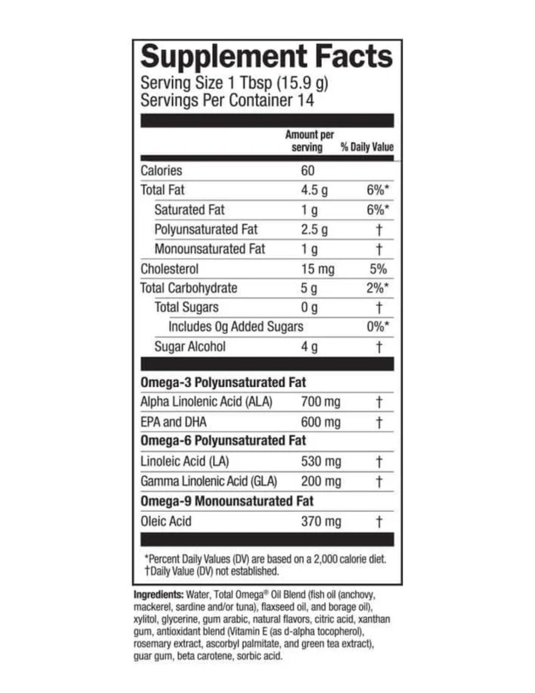 Barleans Orange Crème Total Omega 8oz