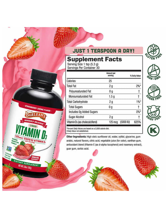Barleans Vitamin D3 Strawberry Crème 5.6oz