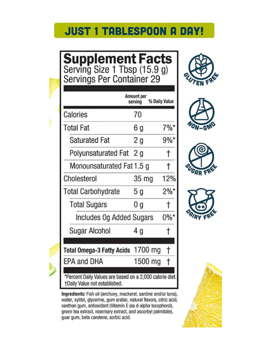 Barleans Citrus Sorbet Fish Oil 16oz
