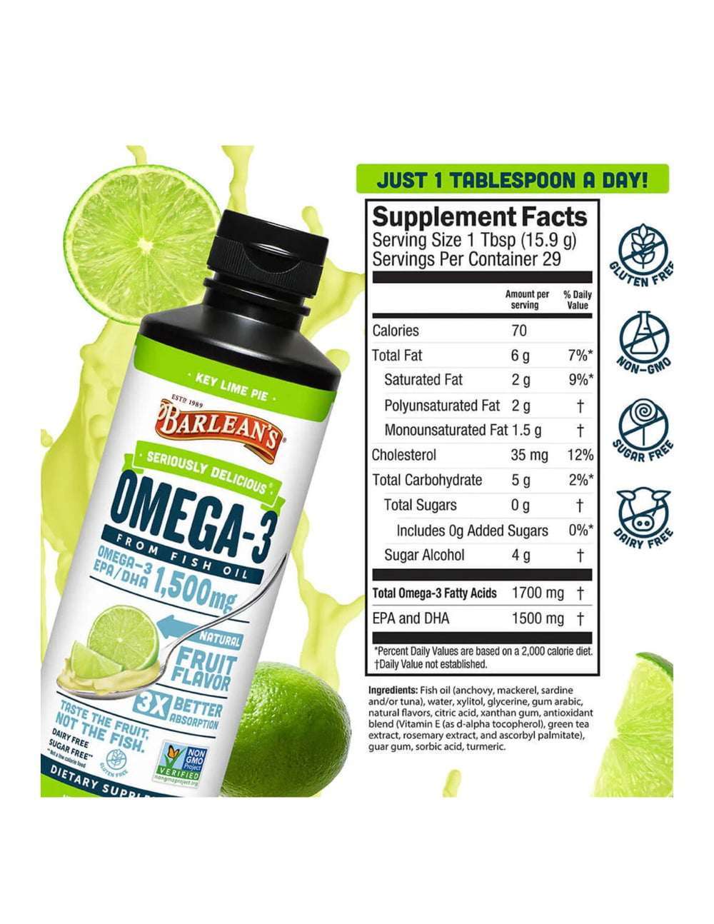 Barleans Key Lime Fish Oil 16oz