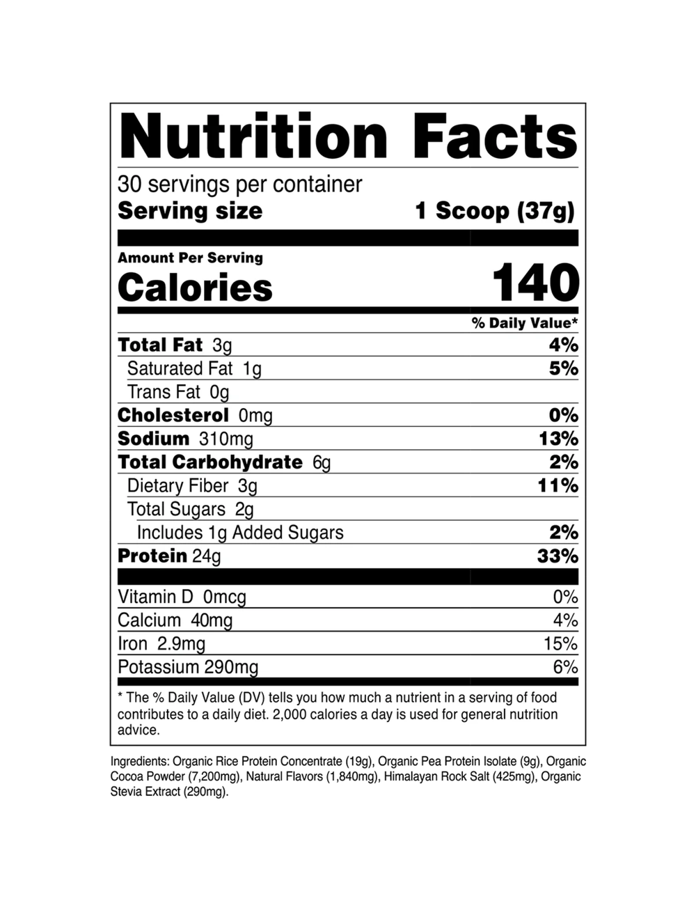 Transparent Labs Organic Vegan Plant - Based Protein	- Chocolate