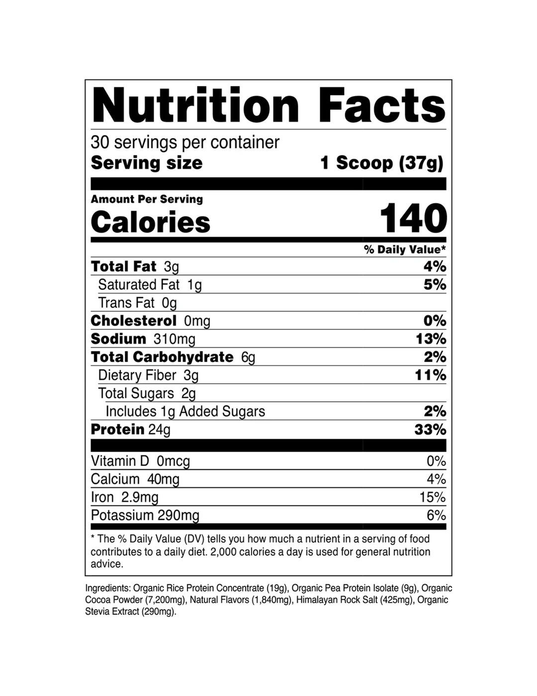 Transparent Labs Organic Vegan Plant - Based Protein	- Chocolate