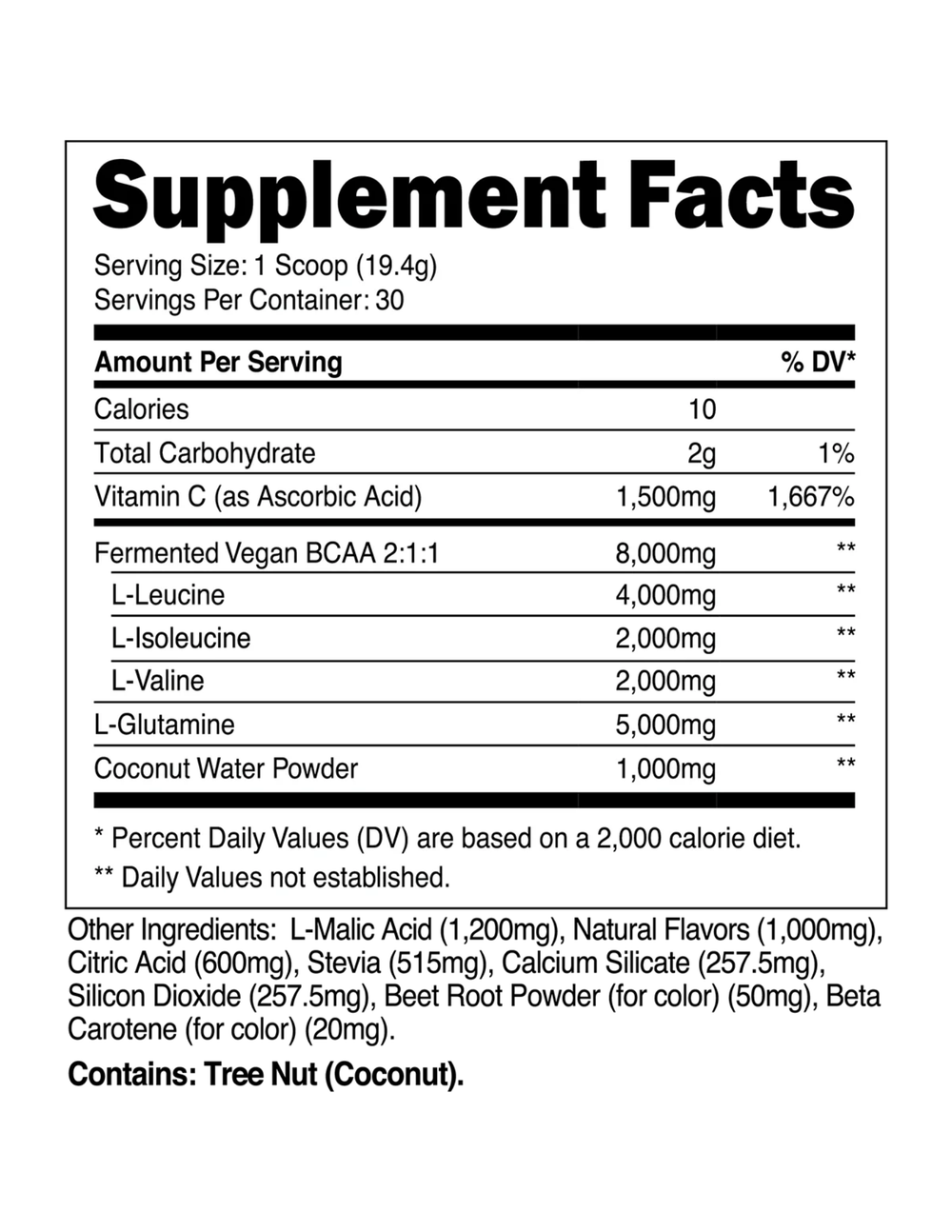 Transparent Labs BCAA Glutamine - Tropical Punch
