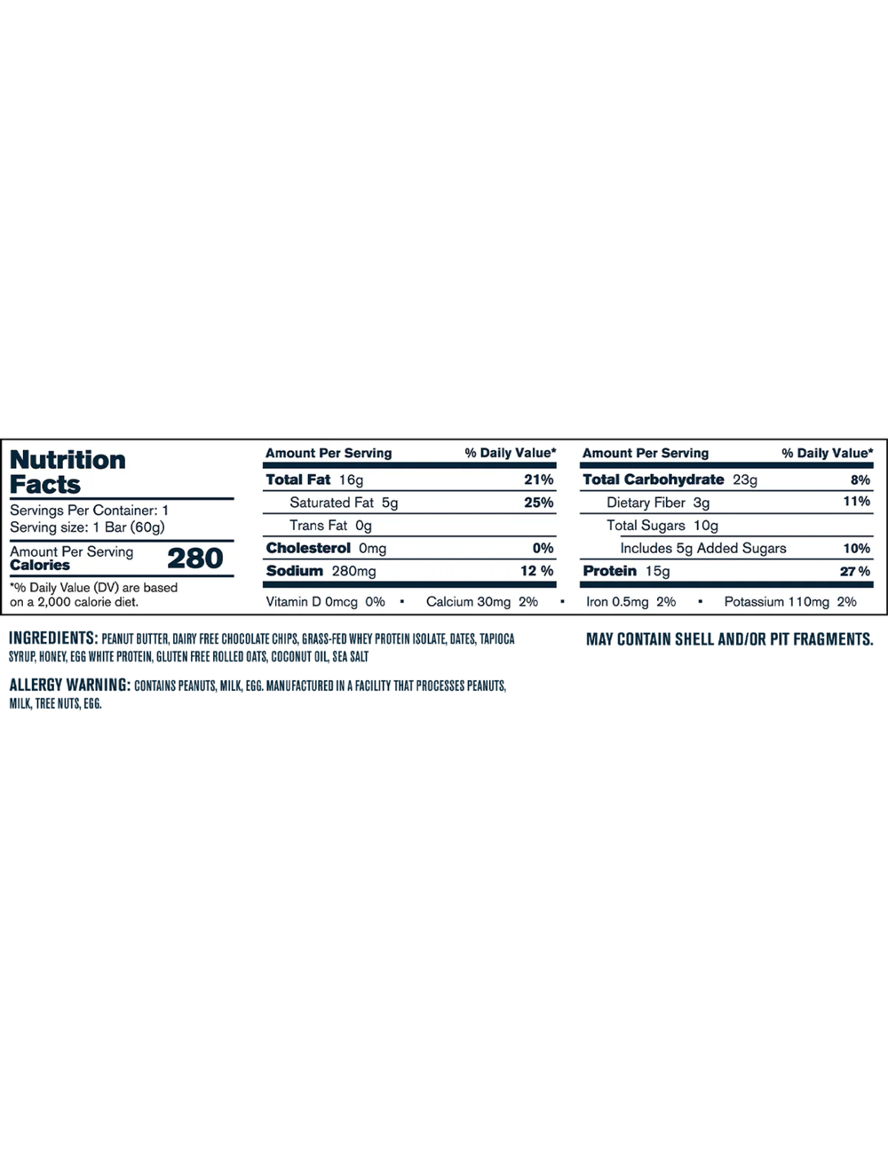 Transparent Labs Grass - Fed Protein Bars - Peanut Butter Chocolate Chip