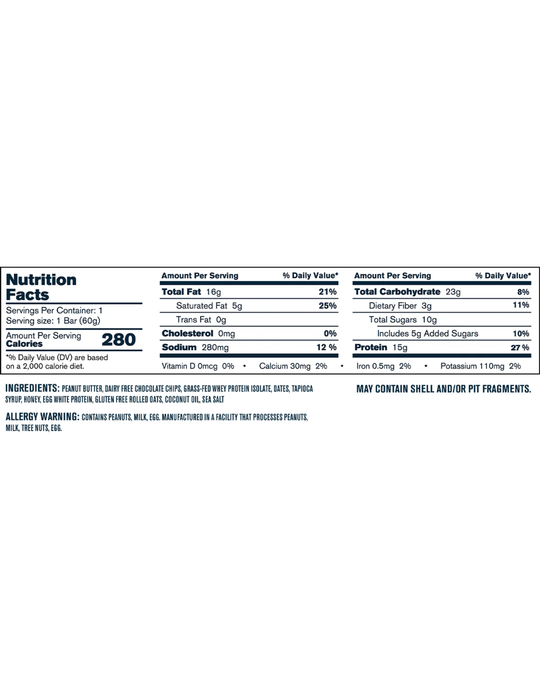 Transparent Labs Grass - Fed Protein Bars - Peanut Butter Chocolate Chip