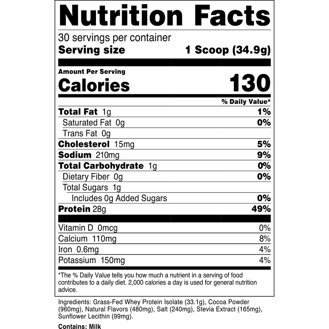 Transparent Labs Grass Fed Whey Protein Isolate - Milk Chocolate