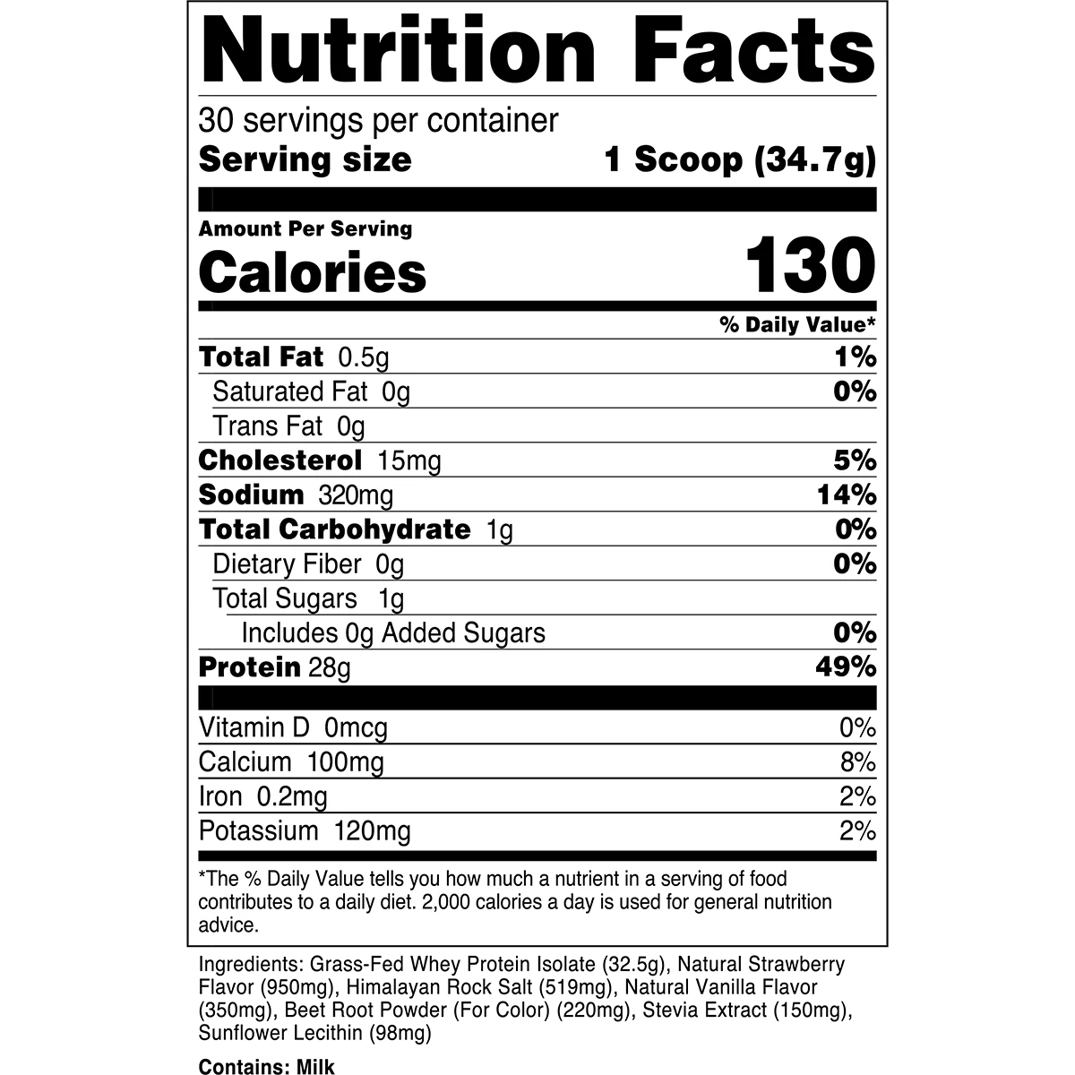 Grass - Fed Whey Protein Isolate - Strawberry Milkshake